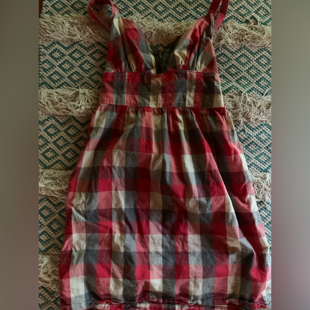 Y2K Tin Haul Red & Gray Plaid Dress